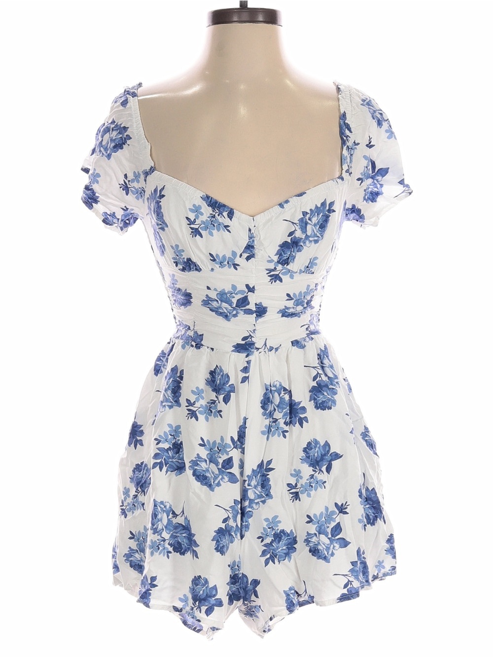Hollister White Dress with Blue Floral Print